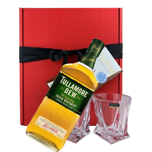 Tullamore Dew Blended Whiskey 70cl, Tumbler And Bar of Artisanal Belgian chocolate Gift box
